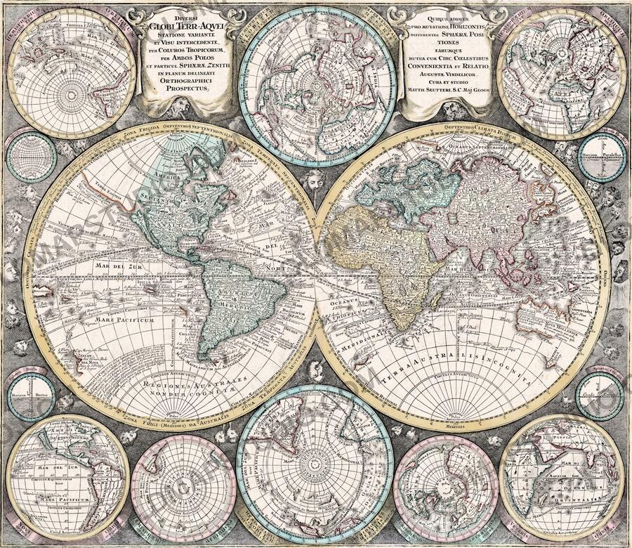 Matthaeus Seutter, Diversi Globi Terr-Aquei, Augsburg 1740