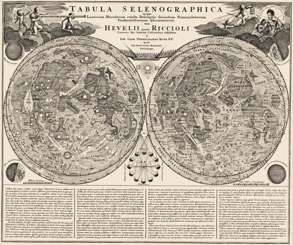 Antique Moon Map c. 1702 — Doppelmayr, Tabula Selenographica