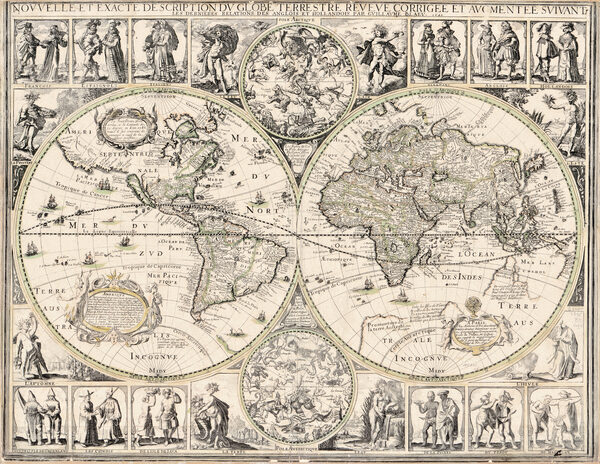 Antique World Map 1645 — Blaeu, Novvelle et Exacte Description