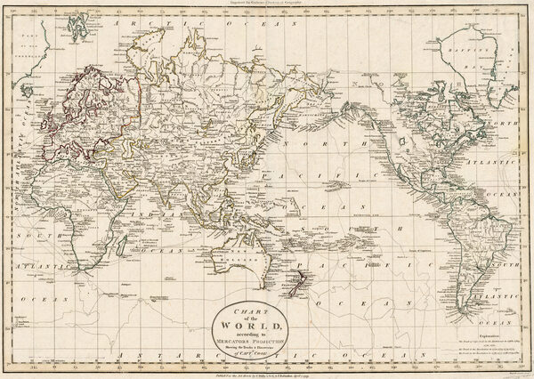 Antique World Map 1799 — Chart of the World