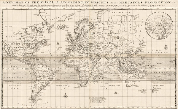 Antique World Map 1706 — Moll, A New Map of the World