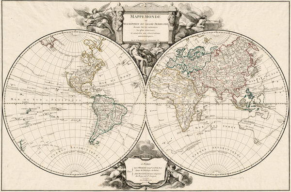 Antique World Map 1752 — Robert de Vaugondy, Mappemonde