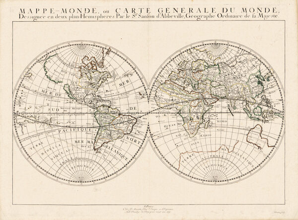 Antique World Map 1651 — Sanson, Mappe-Monde ou Carte Générale