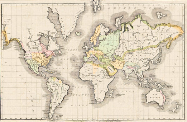 Antique World Map 1839 — Willard, Universal History