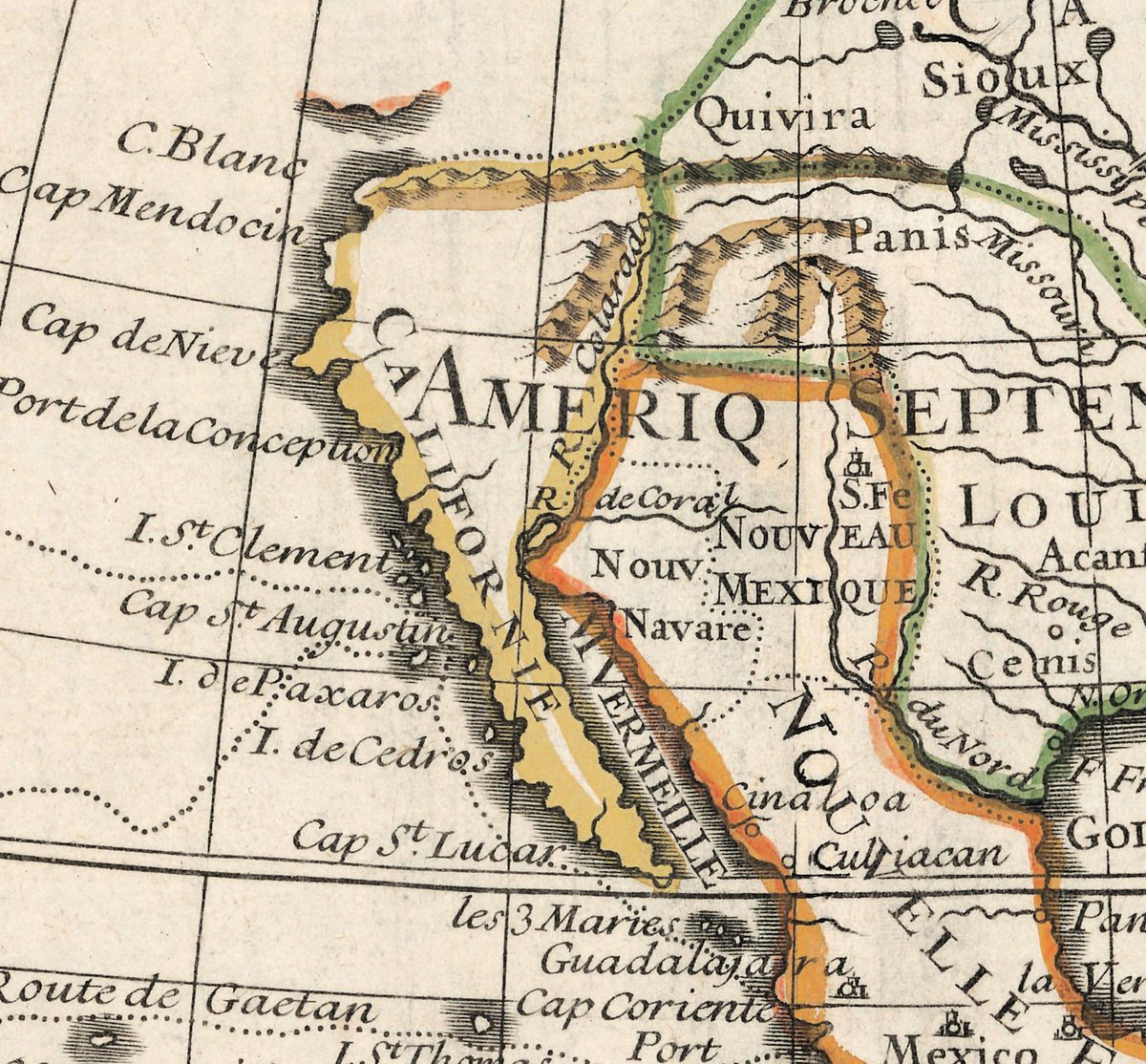 California as a peninsula on Delisle’s western hemisphere, drawn in 1720