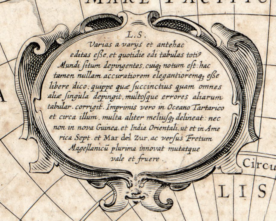 Die Notiz an den Leser, von L.S. bis vale et fruere: Keine Weltkarte, heißt es, ist genauer oder eleganter als diese.