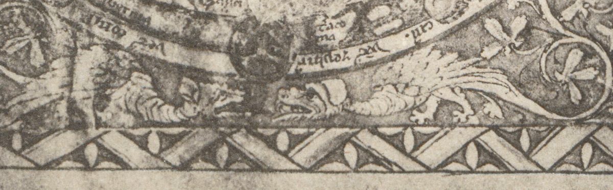 Two dragons lie in the border under the map, below the band of winds.