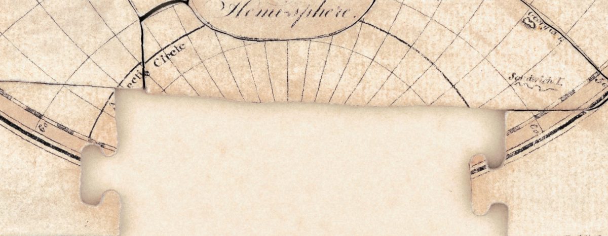 El hueco que dejó la pieza perdida del mapamundi rompecabezas de Wallis de 1800