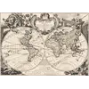 Antique world map of 1744 by Le Rouge, Mappe Monde Nouvelle, restored archival scan