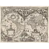 Antique world map of 1618 by Nicolaes Geylekerck, Orbis terrarum descriptio in two hemispheres, restored full sheet