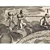 Antique Moon Map c. 1702 — Doppelmayr, Tabula Selenographica — detail 2: putti with telescope