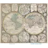 Antique World Map 1740 — Seutter, Diversi Globi Terr-Aquei — full sheet before and after restoration