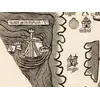 Antique World Map c. 1450 — Borgia Map, Facsimile Borgia 1797 — detail 6: mare caspium ship