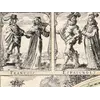 Antique World Map 1645 — Blaeu, Novvelle et Exacte Description — detail 5: costumes francois espaignolz