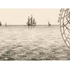 Antique World Map c. 1696 — Sanson, Mappe-monde — detail 6: sea and ships hatching