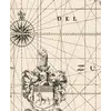 Antique World Map c. 1690 — Morden & Berry, To Capt. John Wood — detail 2: arms dedication