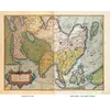 Oude kaart van Azië 1570 — Ortelius, Asiae Nova Descriptio — volledig blad voor en na restauratie