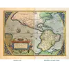 Oude kaart van Amerika 1570 — Ortelius, Americae sive Novi Orbis — volledig blad voor en na restauratie