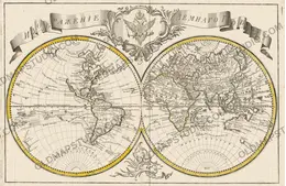 Antique world map c. 1750, Izobrazhenie Zemnogo Globusa, Saint Petersburg — full sheet