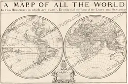 Antique World Map 1680 — Sanson, A Mapp of All the World