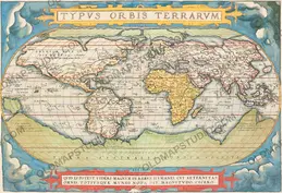 Alte Weltkarte 1570 — Ortelius, Typus Orbis Terrarum, koloriert