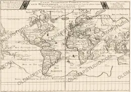 Antique World Map 1677 — Duval, Carte Vniverselle du Commerce
