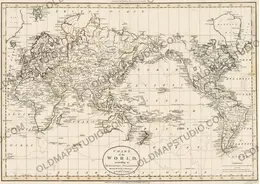 Antique World Map 1799 — Chart of the World