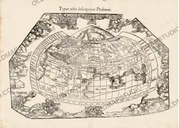 Antique world map 1541 — Lorenz Fries, Typus orbis descriptione Ptolemaei, woodcut