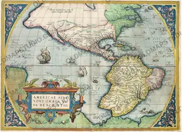 Oude kaart van Amerika 1570 — Ortelius, Americae sive Novi Orbis