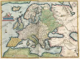 Stara mapa Europy 1570 — Ortelius, Europae