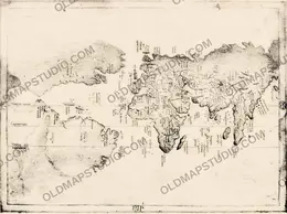 Antique World Map c. 1508 — Egerton Portolan Atlas, Plate 14