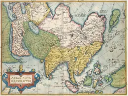 Stara mapa Azji 1570 — Ortelius, Asiae Nova Descriptio
