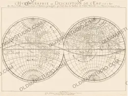 Antique World Map 1652 — Sanson, L'Hydrographie