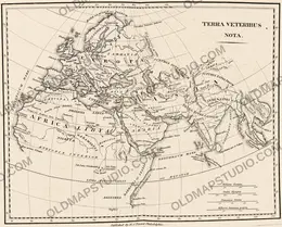 Stara mapa świata 1826 — Tanner, Terra Veteribus Nota