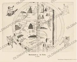 Stara mapa świata — mapa Beatusa z Turynu, faksymile Millera 1895, tabl. 8