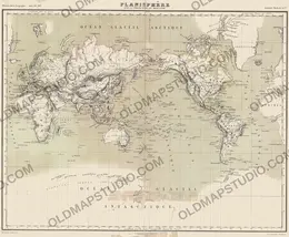 Mappa antica del mondo 1873 — Vivien de Saint-Martin, Planisphère