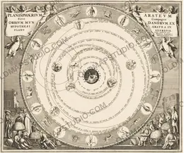 Antique star chart 1708, Planisphaerium Arateum from Cellarius's celestial atlas — full sheet