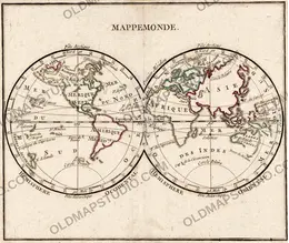 Antique world map of 1778 by Louis Brion de la Tour, Mappemonde