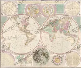 Antique World Map c. 1780 — Bowles, New and Accurate Map of the World