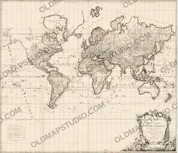 Old World Map 1786 — Delamarche, Mappe Monde with Cook’s Voyages