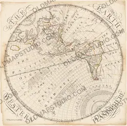 Antique world map 1757 — the earth's western planisphere, published by S. Dunn and W. Owen in London