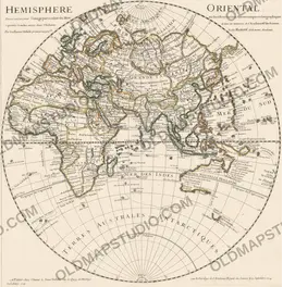 Antique World Map 1724 — Delisle, Hemisphere Oriental