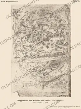 Stara mapa świata ok. 1190 — Sawley, faksymile Millera 1895, tabl. 13