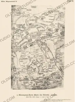 Stara mapa Azji ok. 1150 — mapa Hieronima, faksymile Millera 1895, tabl. 11