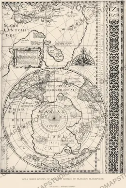 Oude wereldkaart 1598 — Plancius, facsimile Wieder 1927
