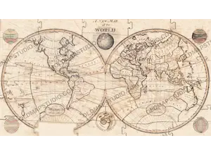 Antique World Map 1800 — Wallis, A New Map of the World