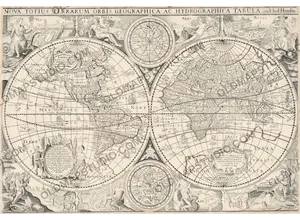 Antique world map 1655 by Hondius, Nova Totius Terrarum Orbis, restored high-resolution print