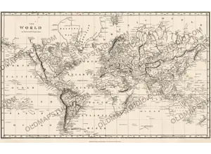 Antique world map of 1810 on Mercator's projection, Sherwood, Neely and Jones, restored archival scan