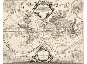 Antique World Map c. 1696 — Sanson, Mappe-monde