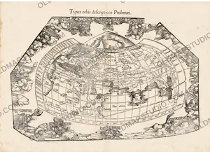 Antique world map 1541 — Lorenz Fries, Typus orbis descriptione Ptolemaei, woodcut